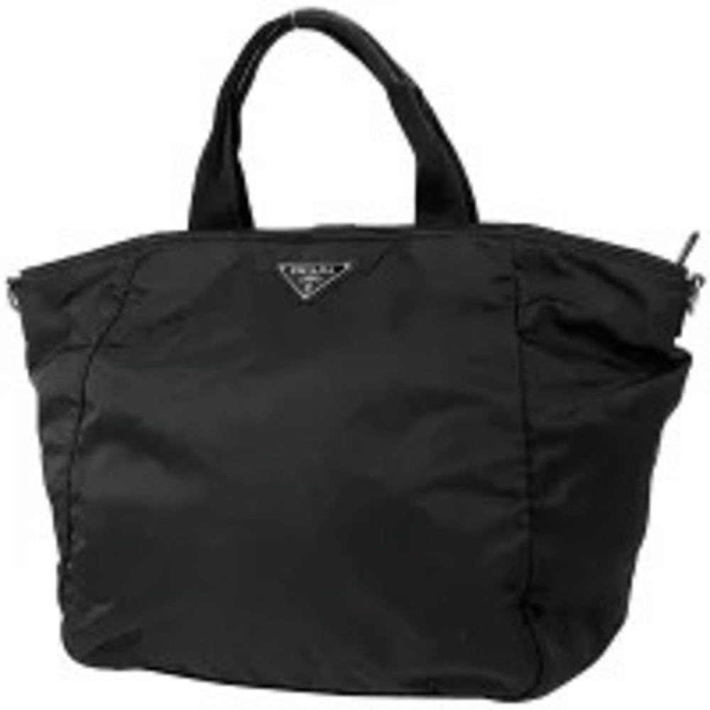 Prada Plate Tote Bag Handbag Shoulder Nero Black